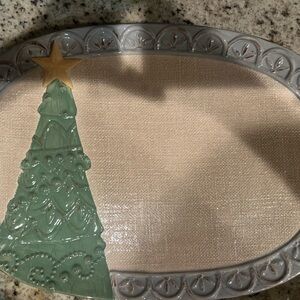 Jim Shore Holiday platter River’s End Tree design brand new